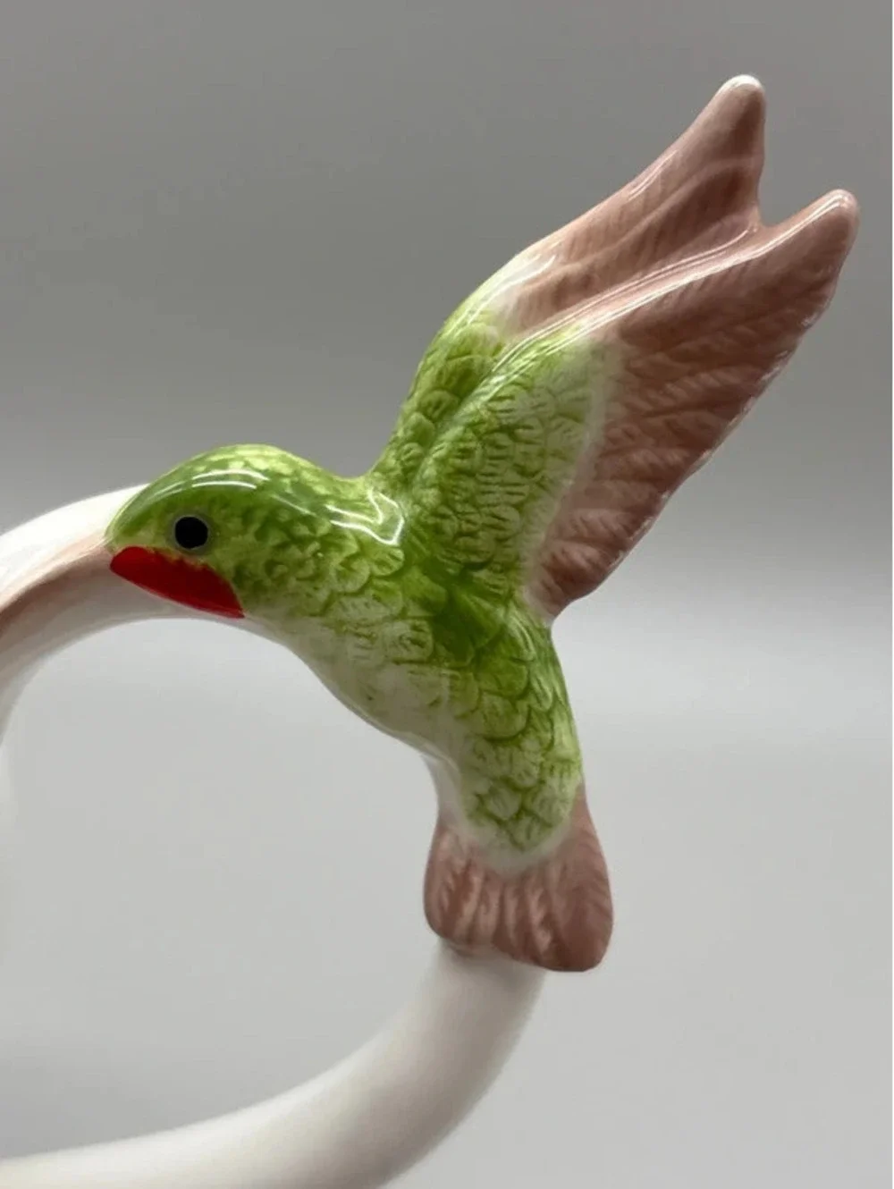 Vtg Teleflora by Lena Liu Porcelain Teapot w/Lid Hummingbird and Lillies